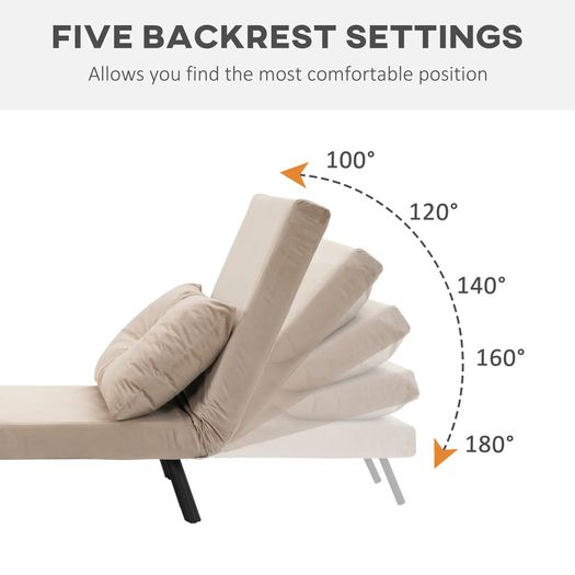 4 in 1 Velvet Feel Single Chair Bed, with Throw Pillow