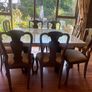 8 antique dining chairs and table Image 2