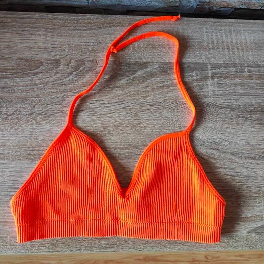 Bright Orange Halter neck Bikini Top, size 10
