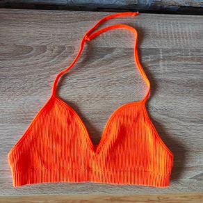 Bright Orange Halter neck Bikini Top, size 10