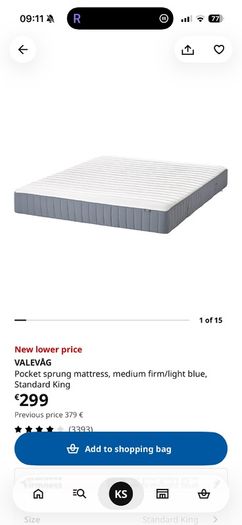 LIKE NEW IKEA stjarno king bed with valavag kingsize mattress -