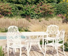 5 Piece Bistro Set Cast Aluminium White