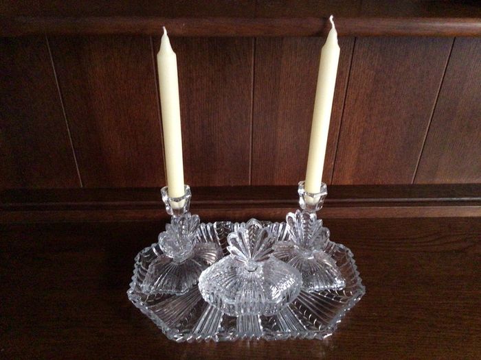 Vintage Clear cut glass dressing table set