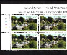 2006 Ireland Inland Waterways 75c The Belturbet Commemorative Stamp Plate Block 1A1A1A1A Mint Never Hinged (MNH)