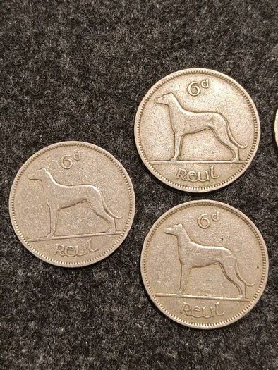 1940s Irish Sixpence SET 1942 Silver 1946 1947 1949 x2 Emergency Issue 7 Coins