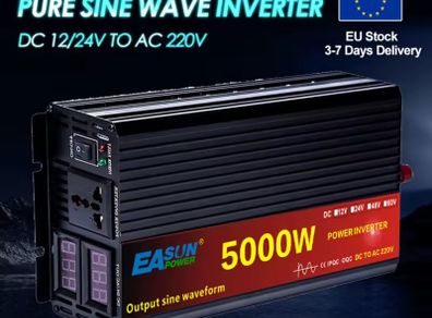 Pure sine 24v AC 220v Power 5kw Car Inverter Convert With LED Display