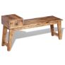 Bench with Drawer Solid Mango Wood 120x36x60 cm Image 2