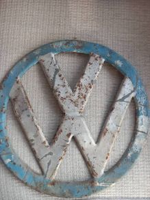 Vintage VW Bus Early Bay Front Nose Emblem 1968-1972 Original Patina