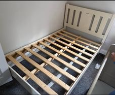 Stunning Modern White 4Ft Small Double Wooden Bed Frame - Can Deliver