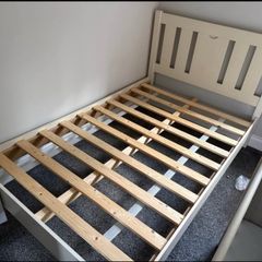 Stunning Modern White 4Ft Small Double Wooden Bed Frame - Can Deliver
