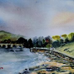buncrana bridge watercolour