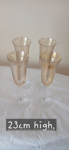 Elegant Amber Iridescent Champagne Flutes (Set of 4)