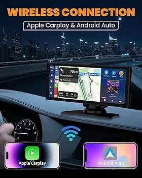 Apple Carplay, 8.88" Car Play Screen for iPhone & Android with 1080P HD Rear & Front Cameras, GPS Navigation, Bluetooth 5.2, Hands-Free Voice Control, Mirror Link, AUX, FM