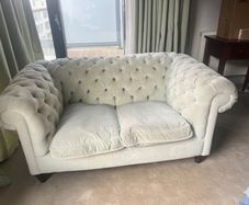 Moving Sale - Sandyford - Everything must go asap!" Velvet Chesterfield 2 Seater Sofa Light Grey