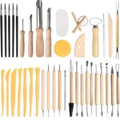 NEW 40Pcs Pottery Clay Sculpting Tools, Wooden Pottery Carving Tools Set Sculpture Ceramic Tools Kit Used for for Shaping, Modeling, Smoothing