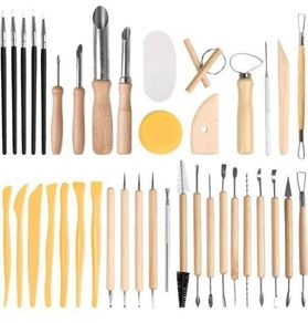 NEW 40Pcs Pottery Clay Sculpting Tools, Wooden Pottery Carving Tools Set Sculpture Ceramic Tools Kit Used for for Shaping, Modeling, Smoothing