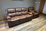 Tan leather Recliner Sofas suite sets