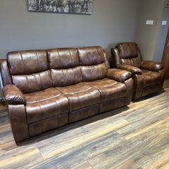 Tan leather Recliner Sofas suite sets