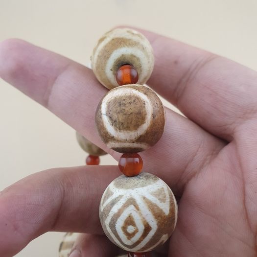 Vintage Burmese Pumtek Pyu Petrified Wood Beads Bracelet