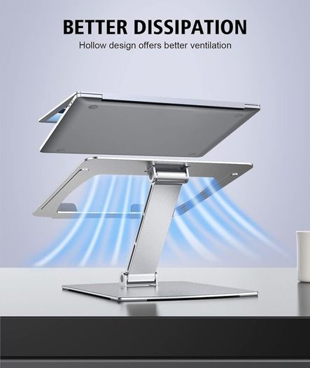 Laptop Stand Adjustable Height, Ergonomic Air-Ventilated Laptop Riser Holder for Desk, Aluminum Foldable Laptop Cooling Pads Computer Stand Compatible with MacBook