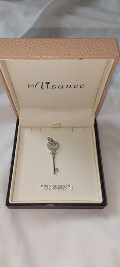 Mizanee Sterling Silver Hallmarked Heart Key Pendant (Boxed)