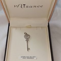 Mizanee Sterling Silver Hallmarked Heart Key Pendant (Boxed)