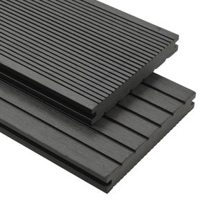 WPC Solid Decking Boards with Accessories 16 m(sqr) 2.2 m Grey