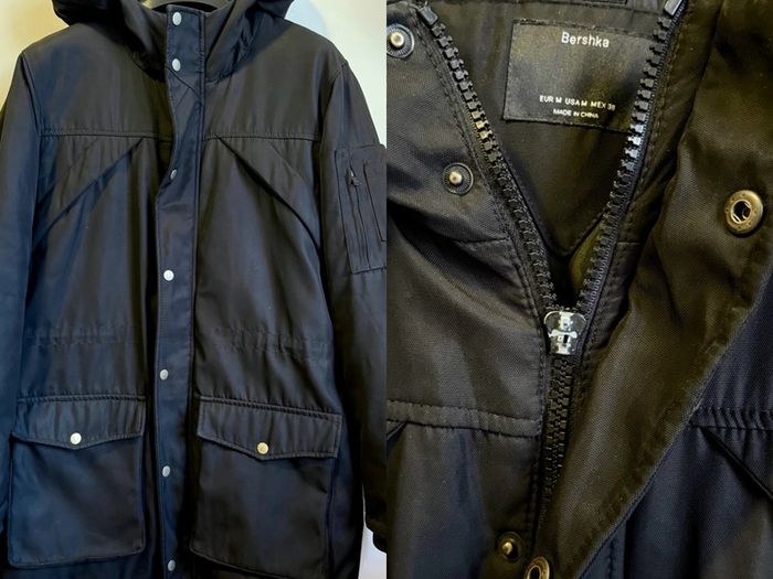 Bershka Black Hooded Coat Size M
