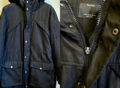 Bershka Black Hooded Coat Size M