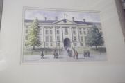 a water colour painting  picture of trinity college dublin