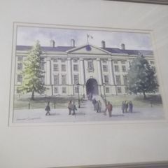 a water colour painting  picture of trinity college dublin