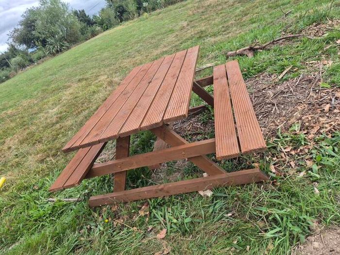 Picnic bench 6ft wide with hardwood pressure treated decking boards