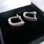 Silver hoops with crystals, folding hoop earrings, 925 Sterling Silver Image 5