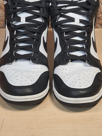 mens NIKE DUNK HI RETRO trainers runners Panda black and white Size UK 10 EU 45 BOXED