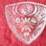 Triangular Cut Crystal Glass Footed Jewelry Dish Image 2