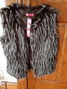 Ladies Gilet fun fur jacket Size 10/12