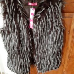 Ladies Gilet fun fur jacket Size 10/12