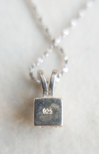 Vintage Sterling Silver 925 Cubic Zirconia Pendant Necklace - length 18" - 2,3g