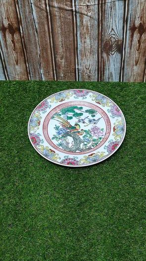 Qianlong Chinese Antique Plate 10 Inch 26cm Paradise Birds Flowers