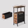 Narrow Side Table Set of 2, Slim Bedside Table with 2 Fabric Drawers, Nightstand for Small Spaces, Sofa Table Image 2