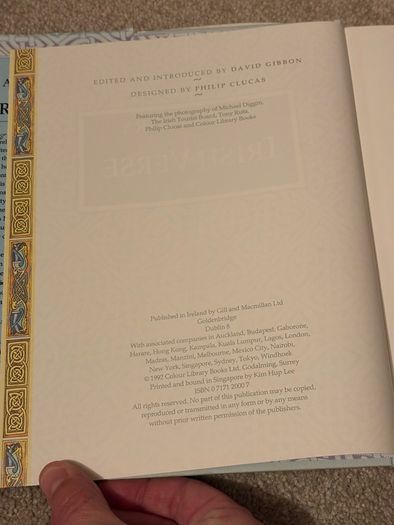 A Treasury of Irish Verse 1992 Celtic Poetry and Art