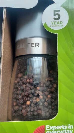 Salter Glass Mill Set Grey Salt Pepper Filled