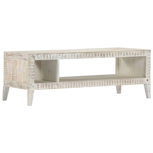 Coffee Table White 110x50x40 cm Solid Mango Wood