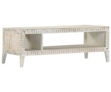 Coffee Table White 110x50x40 cm Solid Mango Wood