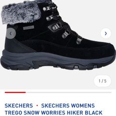Black Skechers hiker snow waterproof ankle boots. UK 6. As new.