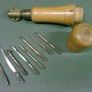 Old boxwood and brass tool pad with tools Image 2