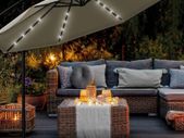 Aluminium LED Solar Cantilever Parasol, Diameter 300 cm, Sun Umbrella with Crank and On/Off Switch, Garden Parasol with UV Protection, Sun Shade with Stand, Market Umbrella, Waterproof