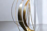 Brass sailing boat on crystal stand signed