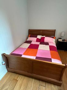Solid Wood Sleigh Bed Frame Standard king (with Mattress) Excellent Condition
