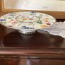 Ceramic Footed Floral Cake Display Plate Image 4